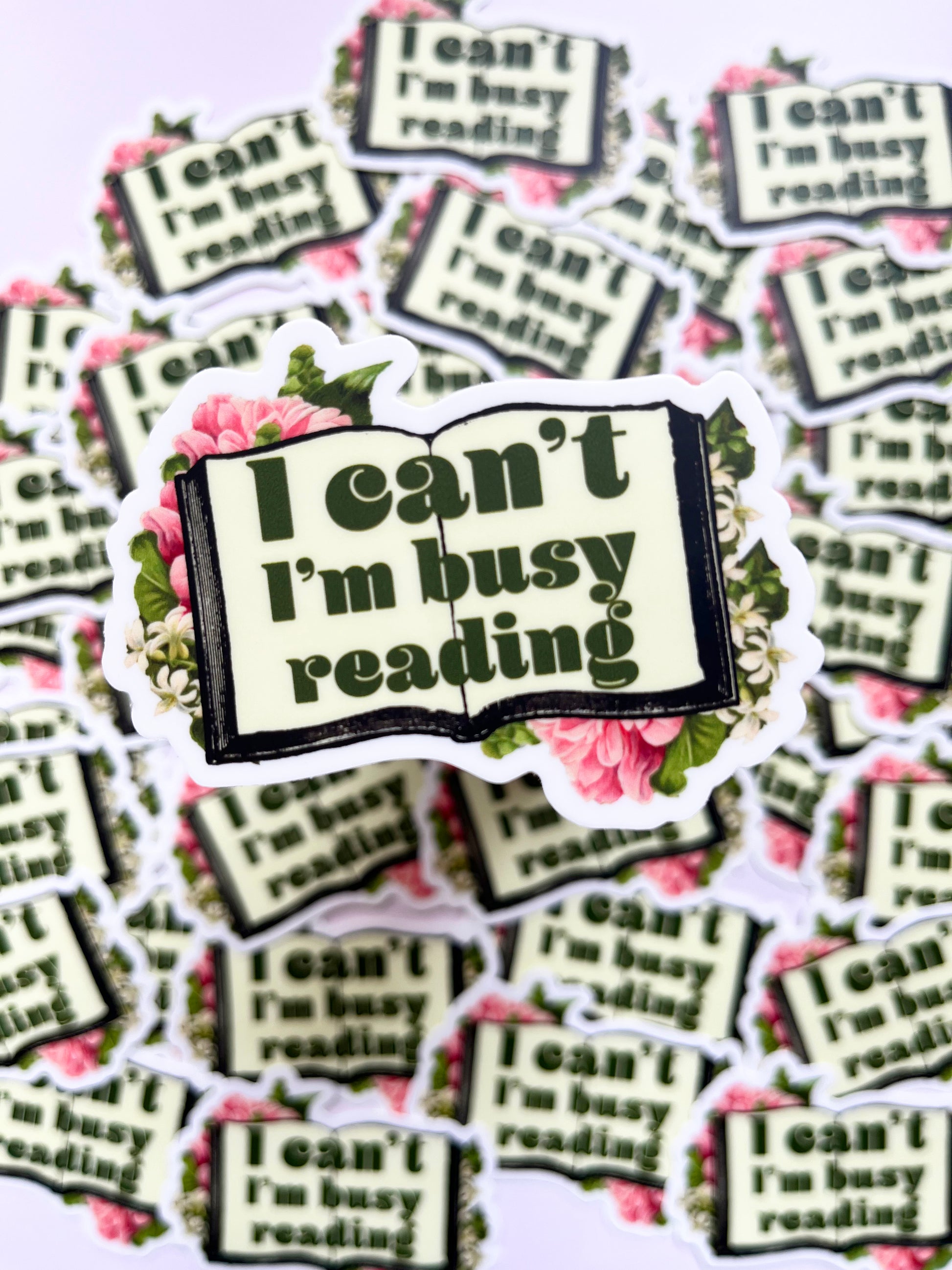 I Can't I'm Busy Reading Cute Book Lover Sticker – The Coin